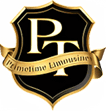 The logo for p t limousines.