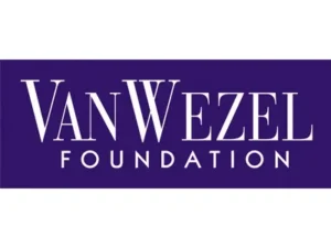 Van wezel foundation logo on a purple background.